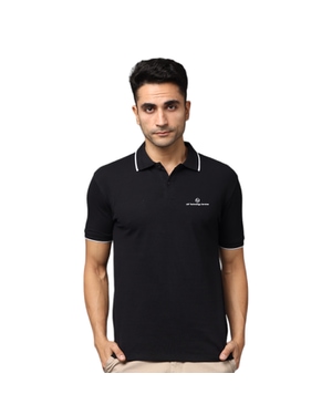 Greys & Blues Pima Polo T-Shirt - Black With White Tipping